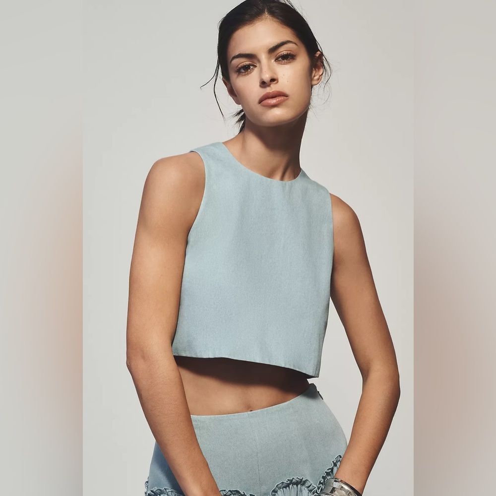 Mare Mare Sleeveless Crop Denim Tank